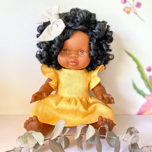 Minikane Doll Dress, Linen Doll Dress for Paola Reina Gordis 34cm Doll, Minikane 34cm Doll Clothes, Miniland 38cm Doll Dress, Doll Outfit