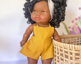 Minikane Doll Clothes, Linen Doll Overalls, Golden Overalls for Paola Reina, Minikane 34cm, Miniland 38cm Doll, Doll Outfit, Romper Clothing