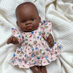 Pink Ghingham Dress for 21cm Doll, Miniland 21cm Dolls Clothes
