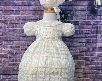 Baptism Dress Girl, Christening Dress, Baptism Dress, Lace Baptism Gown, Handmade Sequence Embroidery Dress