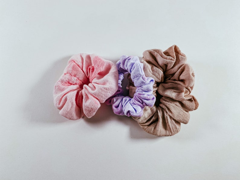 Zero Waste 3 pk Scrunchie Set PinkPurpleNeutral Tie Dye