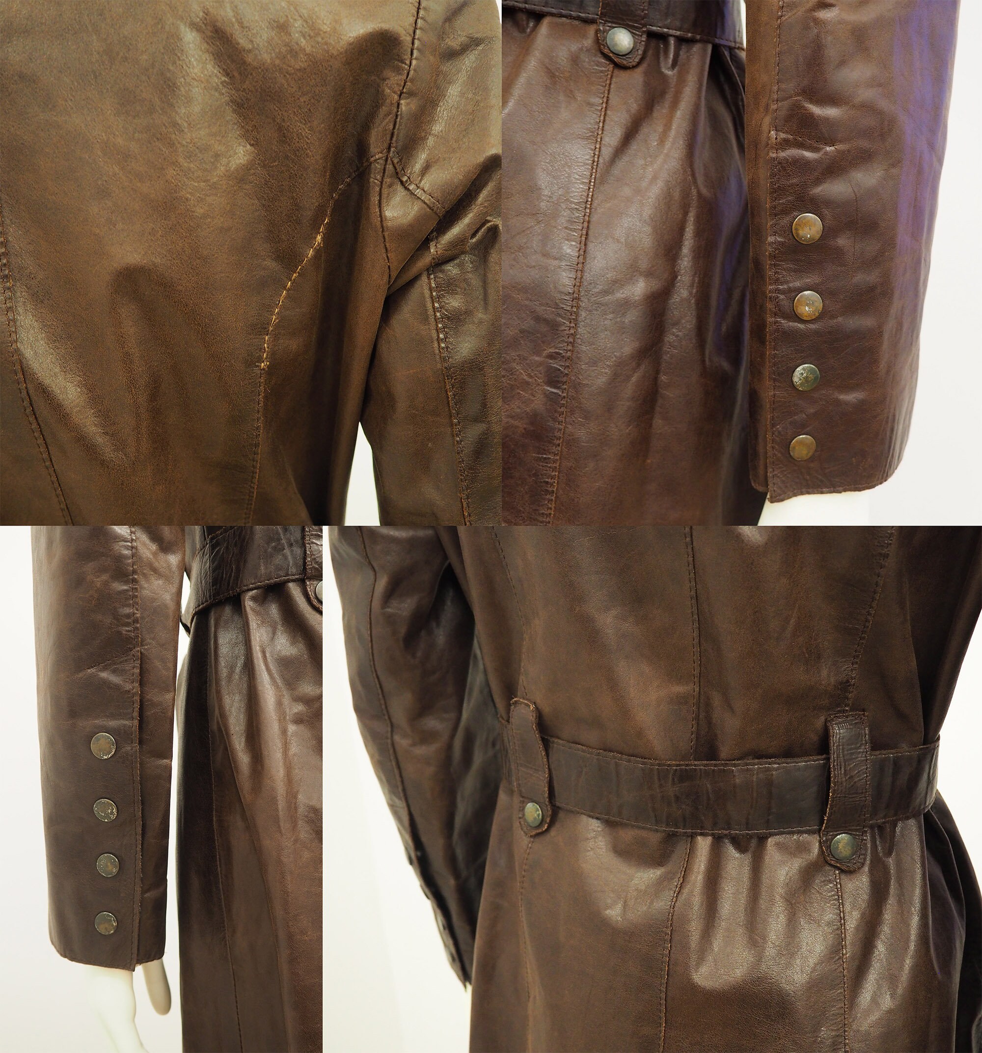 chocolate brown leather trench coat