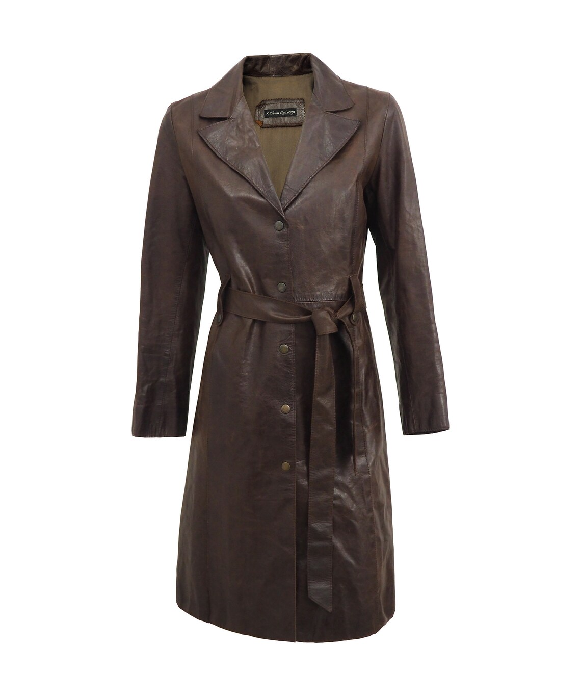 chocolate brown leather trench coat