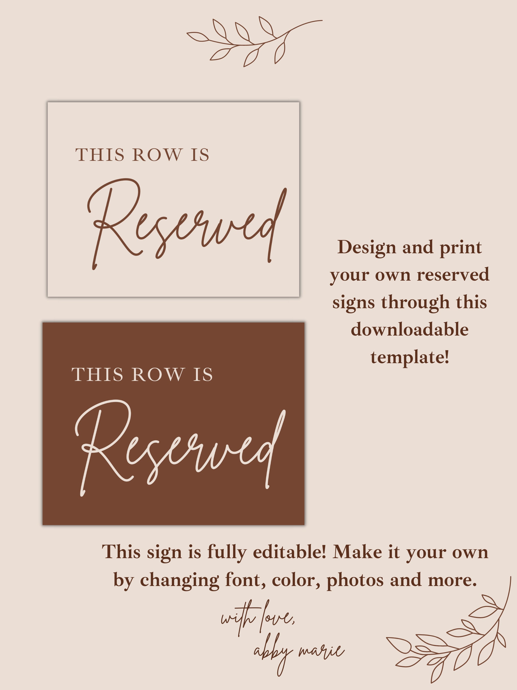 Reserved Sign Template - Etsy