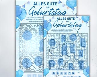 Personalisierter Rätsel Gutschein Geburtstag | Labyrinth Download & Ausdrucken | Kreatives Geschenk für Rätsel Liebhaber | Erlebnisgutschein