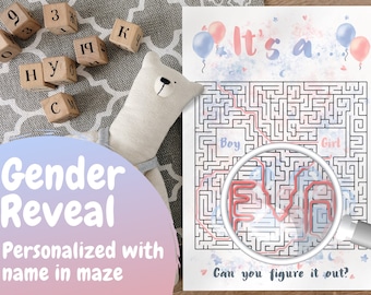 Name Reveal and Gender Reveal * Personalised Baby Announcement * Newborn name hidden in puzzle/riddle/game/maze * Baptism Invitation Card