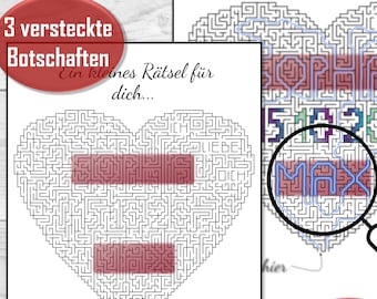 Jahrestag Rätsel Karte  ** Personalisiert ** Geschenk Hochzeit Jubiläum ** Mit versteckter Botschaft / Nachricht ** kreativ individuell Idee