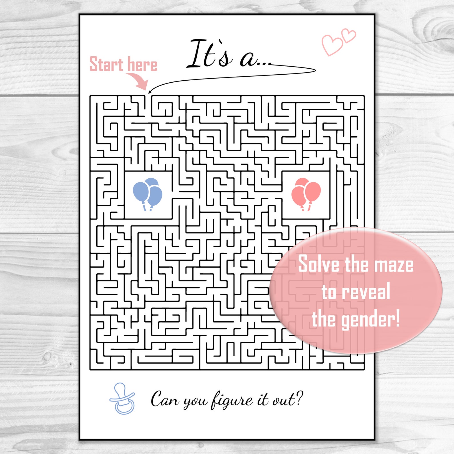 Gender Reveal Puzzle Game Maze Boy or Girl Printable | Etsy