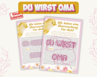 Schwangerschaft verkünden zu Ostern – Rätsel Labyrinth „Du wirst Oma“ | kreative Oster Überraschung | Baby Announcement Ausdrucken Wortsuche
