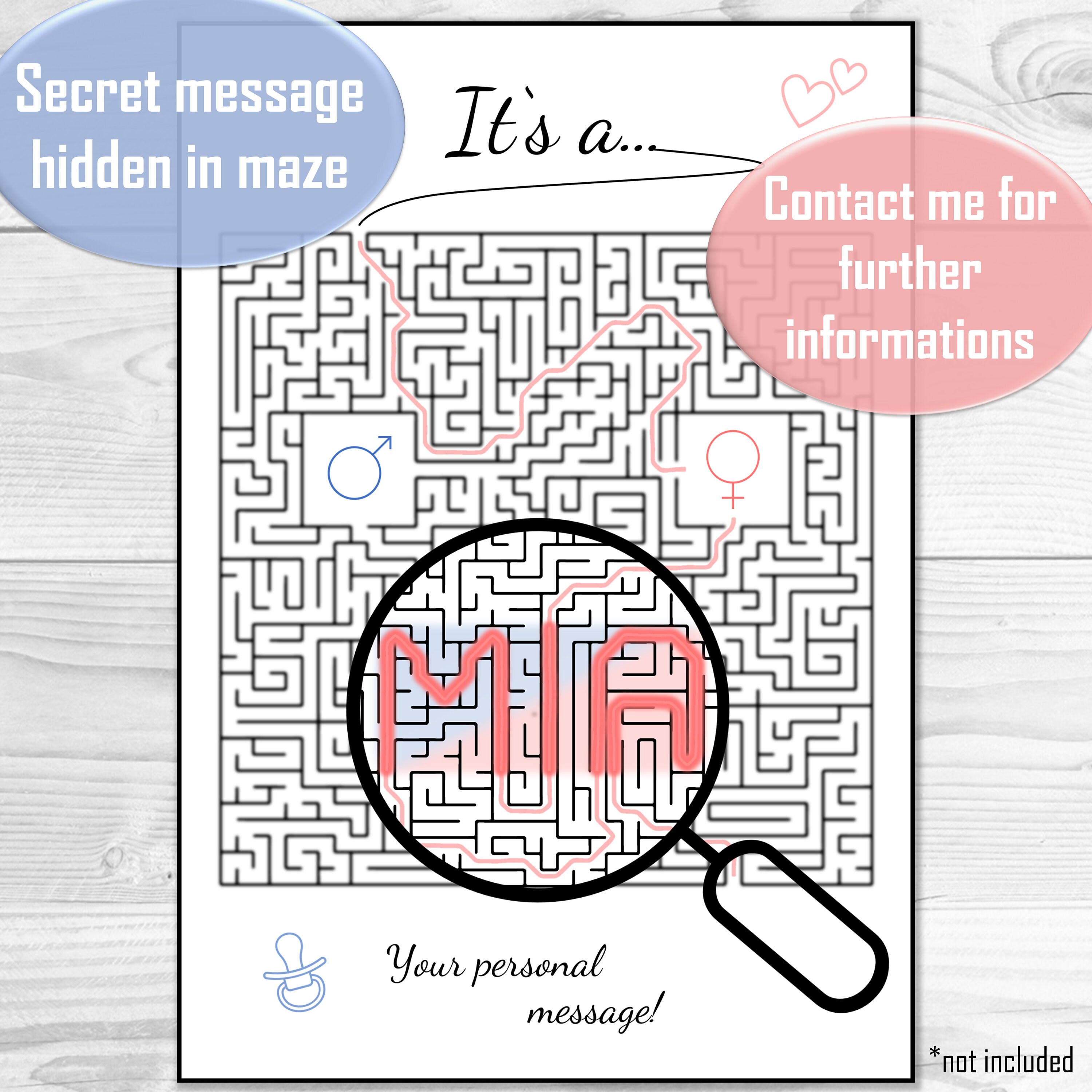 Gender Reveal Puzzle Game Maze Boy or Girl Printable | Etsy