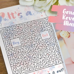 Geslacht onthullen puzzel doolhofspel ** Afdrukbare Instand Download kaart ** Babyshowerfeest ** Geslachtsaankondiging per post ** Jongen of meisje