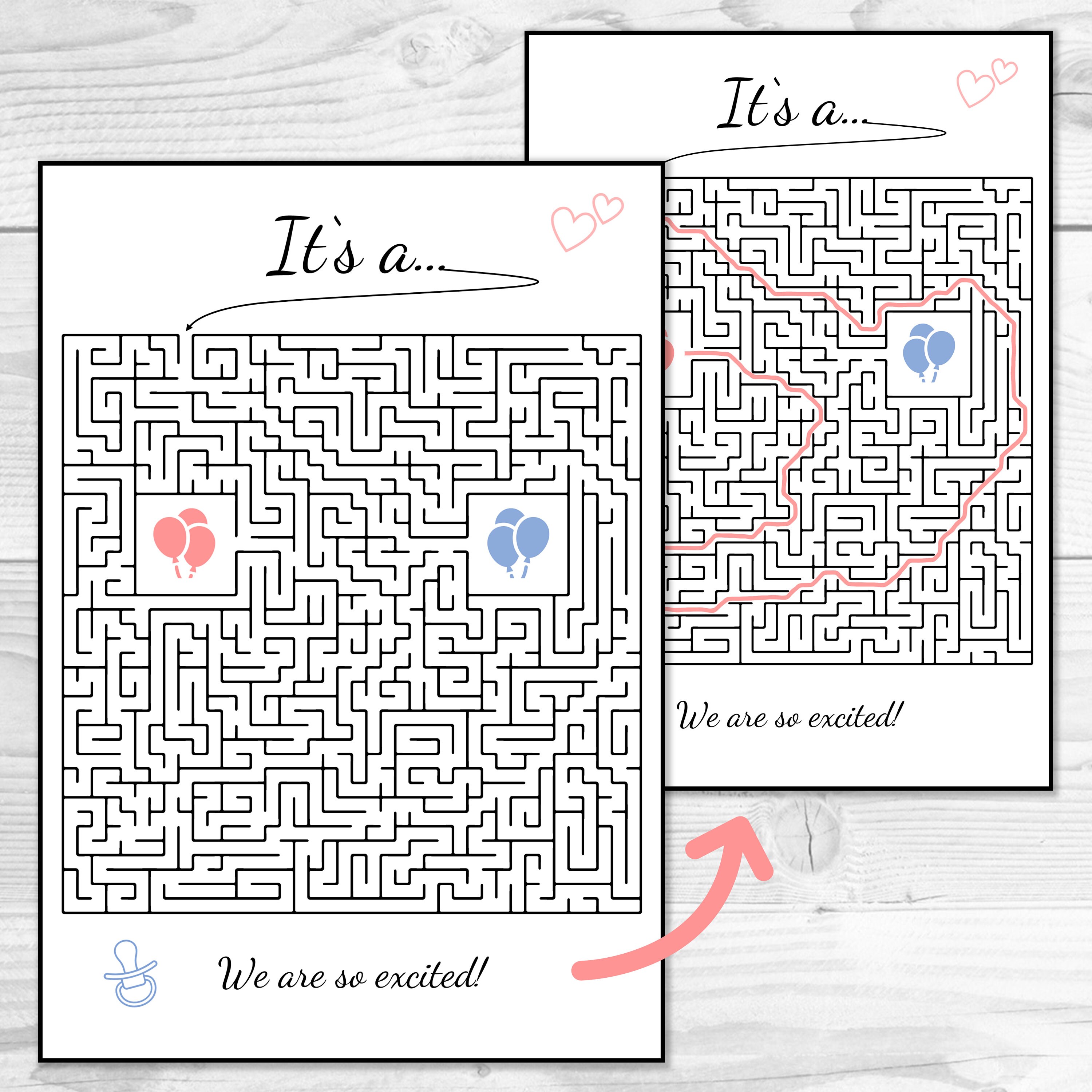 Gender Reveal Puzzle Game Maze Boy or Girl Printable | Etsy
