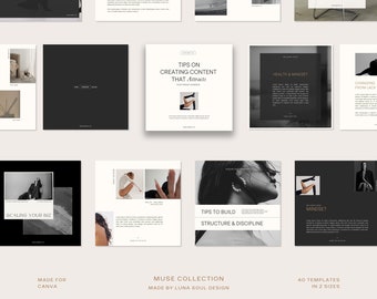 Muse Posts, Canva Template, Instagram Posts, Modern Social Media Templates, Aesthetic Instagram Templates, Social Media Kit
