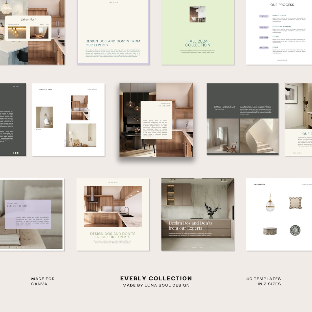 Interior Design Instagram Post Templates: Everly Canva Kit (digital ...