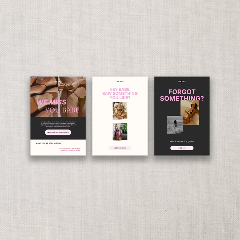 Modèles d'e-mails Rhodes, Modèle Canva, Modèles d'e-mails esthétiques et modifiables, E-mails marketing produit, Newsletter mode féminine image 10