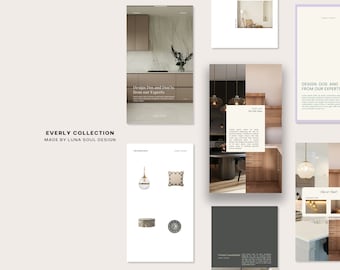 Everly Stories, Canva Template, Instagram Stories, Modern Social Media Templates, Aesthetic Instagram Templates, Interior Designer Instagram