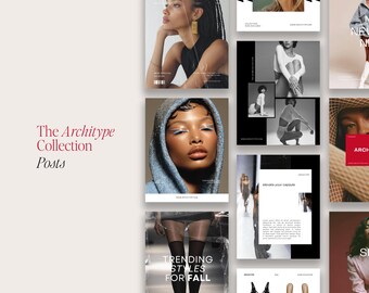 Architype Posts, Canva Template, Instagram Posts, Fashion Social Media Templates, Aesthetic Instagram Templates, Beauty Social Media Kit