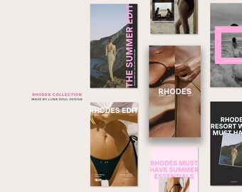 Rhodes Stories, Canva Template, Instagram Posts, Feminine Social Media Templates, Aesthetic Instagram Template, Beauty Social Media Kit