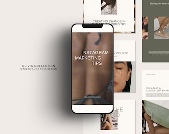Olivia Social Media Kit, Canva Template, Instagram Posts, Instagram Stories, Feminine Social Media Template, Aesthetic Instagram Template