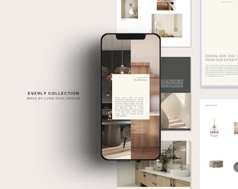 Everly Social Media Kit, Canva Template, Instagram Post, Instagram Stories, Feminine Social Media Bundle, Aesthetic Interior Design Insta