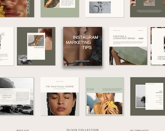 Olivia Posts, Canva Template, Instagram Posts, Modern Social Media Templates, Aesthetic Instagram Templates, Social Media Kit