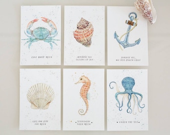 Set of 6 Nautical Postcards with Maritime Motifs