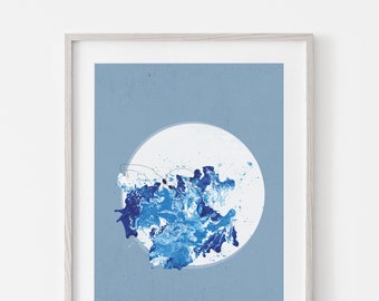 Swim Wild and Free Open Water Art Print - Blue