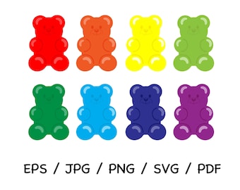 Rainbow jelly Bear, gummy bear 1 zipped file including eps/jpg/png/svg/pdf for Cricut