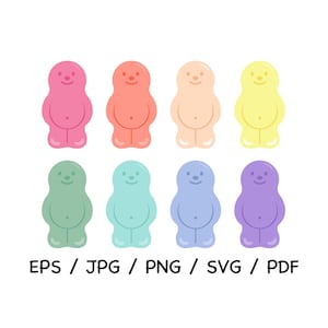 Pastel Jelly babies_ 1 zipped file including eps/jpg/png/svg/pdf for Cricut & digital sticker for goodnotes