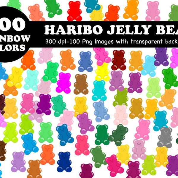 100 Farben Clip Art: 100 Haribo, Jelly Bear, Planer, printable