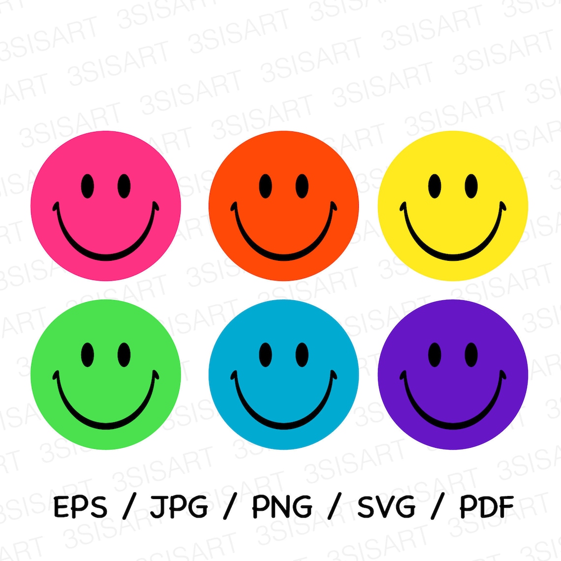 Rainbow Smiley Face Digital Sticker 1 Zipped File Including Eps/jpg/png
