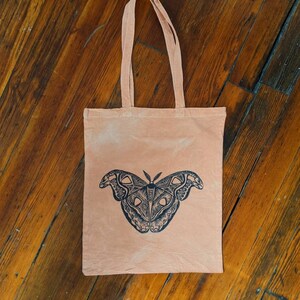 Hand printed 'atlas moth' tote bag | Etsy