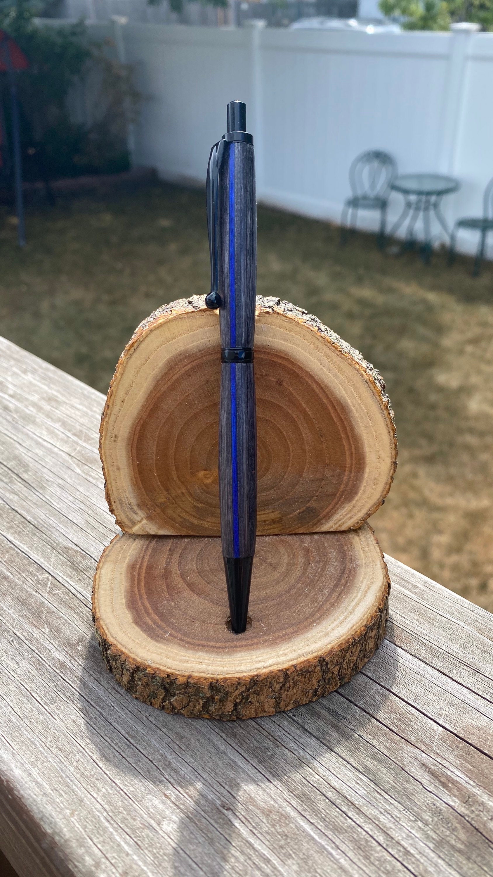 Handcrafted Wood Thin Blue Line Pen - Etsy