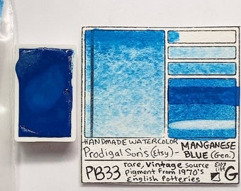 Tinta aquarela artesanal genuína PB33 azul manganês *** Leia o anúncio da minha loja sobre mudanças na embalagem e no envio ***