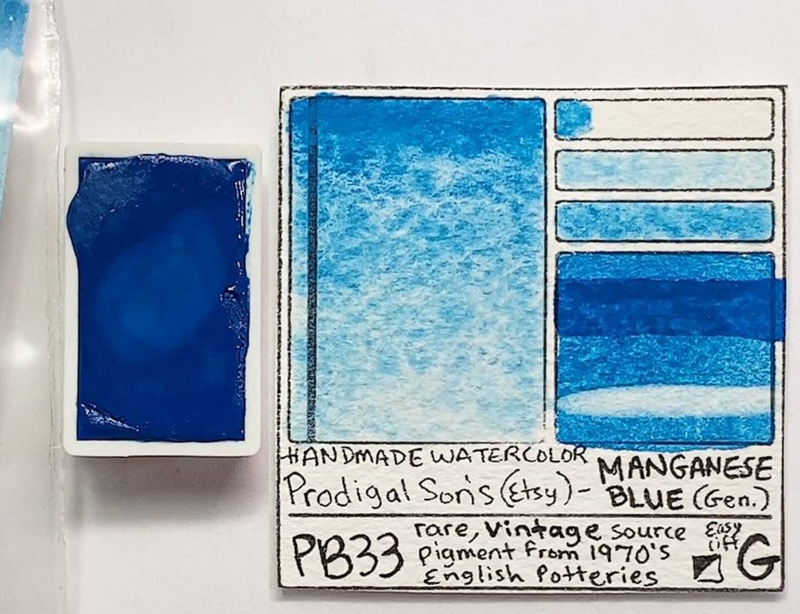 PB33 Manganese Blue Handmade Watercolor Paint Genuine PB33 Etsy UK