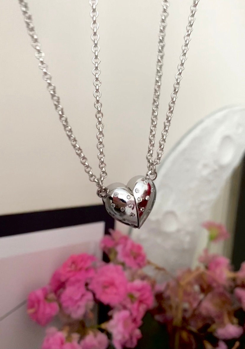 Silver Plated Magnetic Adjustable Half Heart Couple Matching - Etsy