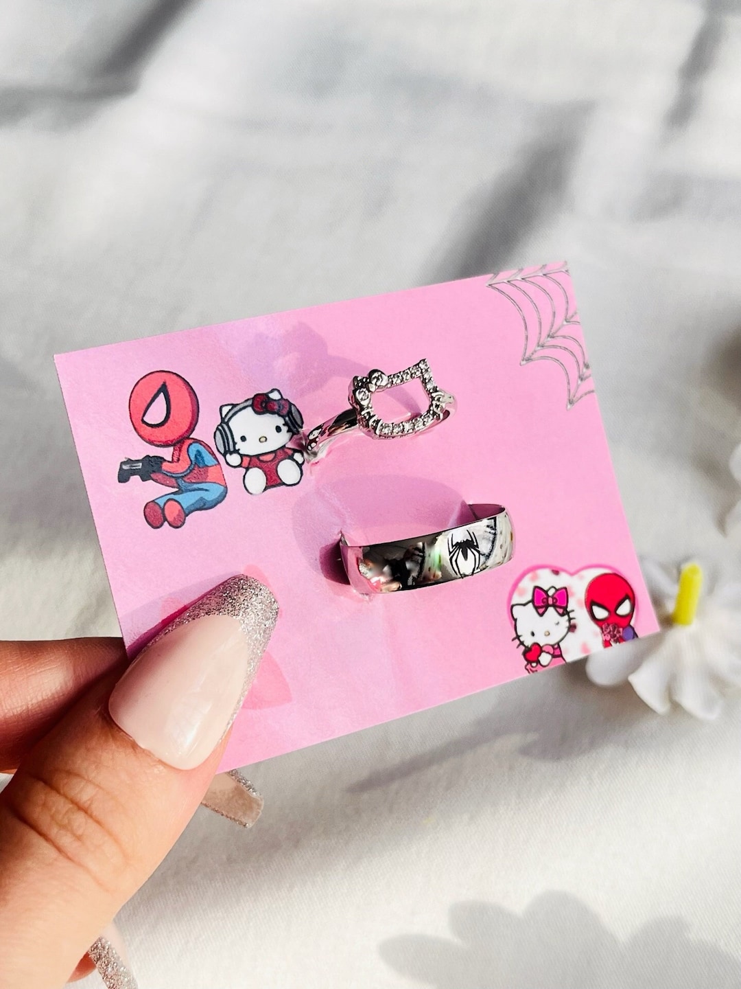 Couple Hello Kitty Spiderman Matching Rings Couple Ring Etsy
