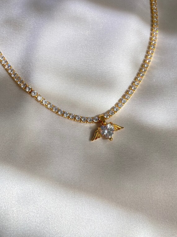 24k Heart Angel Tennis Choker Tennis 