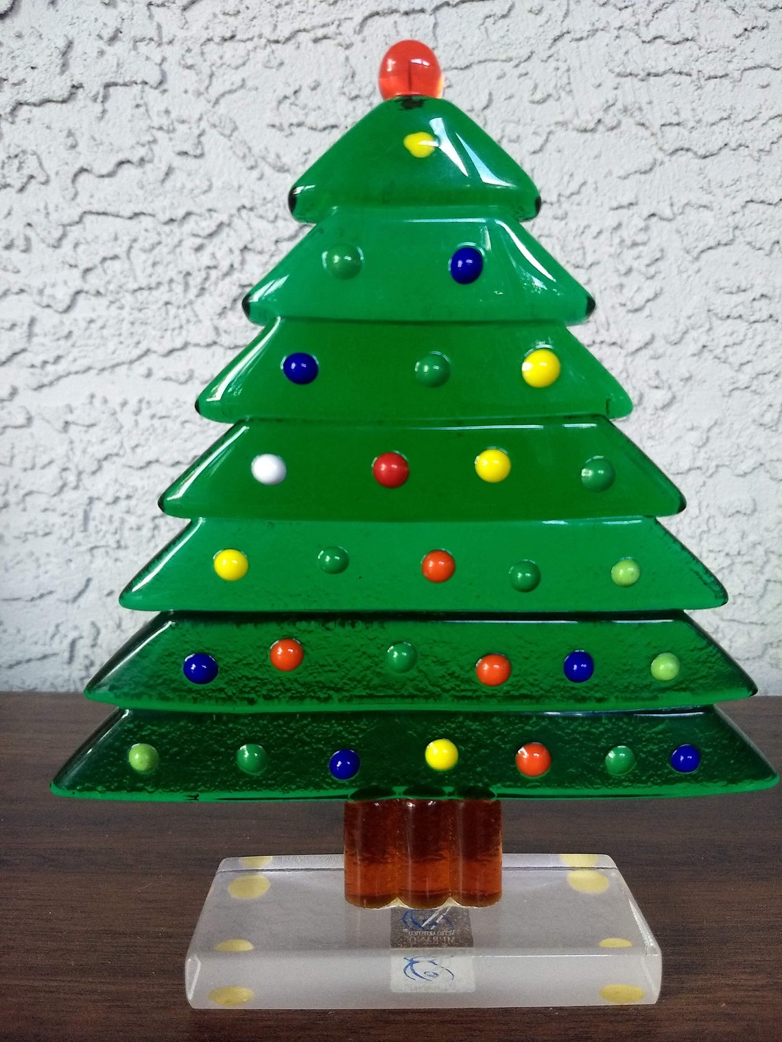 Vintage Murano art glass Christmas holiday tree with ornaments Etsy