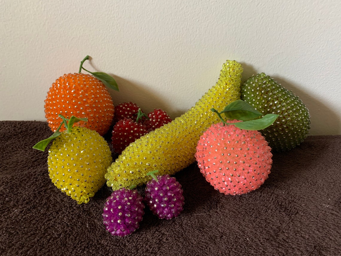 MidCentury Beaded Fruit Set Etsy