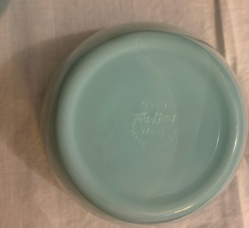 Fire King Blue Milk Glass Ovenware Bowls Teacups Selection Etsy