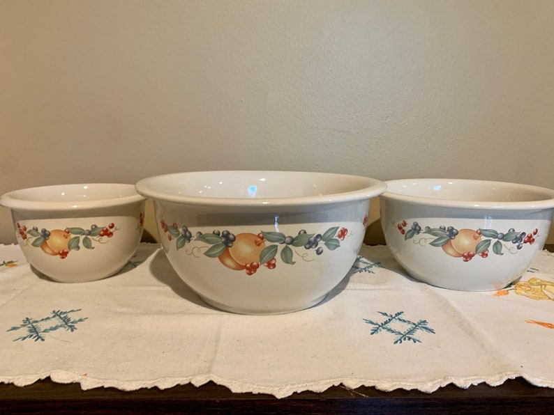 Corelle Coordinates chutney Fruit Themed Rimmed Stoneware Nesting