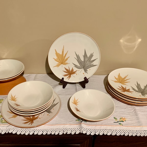 MCM Iroquois Informal China HARVEST TIME Leaf Dinnerware | Designed by Ben Seibel | Fall Leaves | Mod | 1950’s