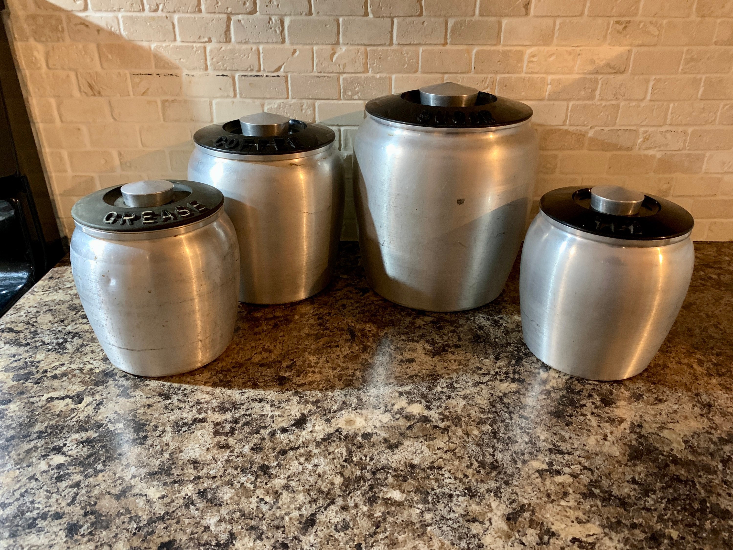 Vintage Canister Kromex Rose Gold Copper Colored Aluminum Grease