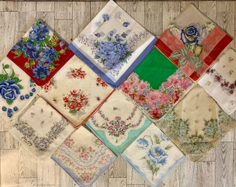 Vintage Handkerchief Assortment Selection | States | Flowers | Variety of Colors and Styles
