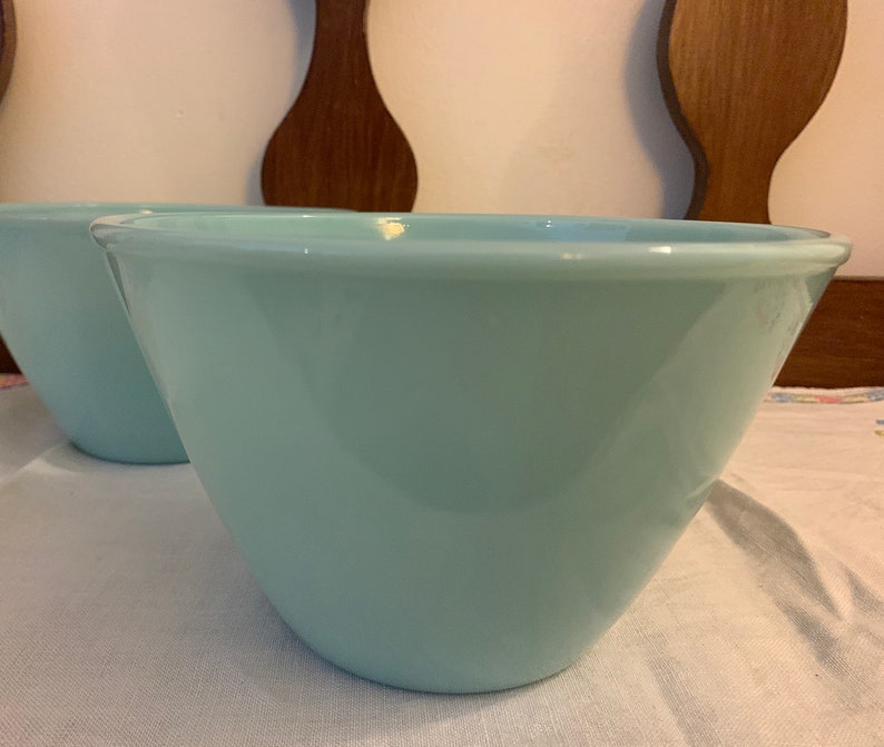 Fire King Blue Milk Glass Ovenware Bowls Teacups Selection Etsy