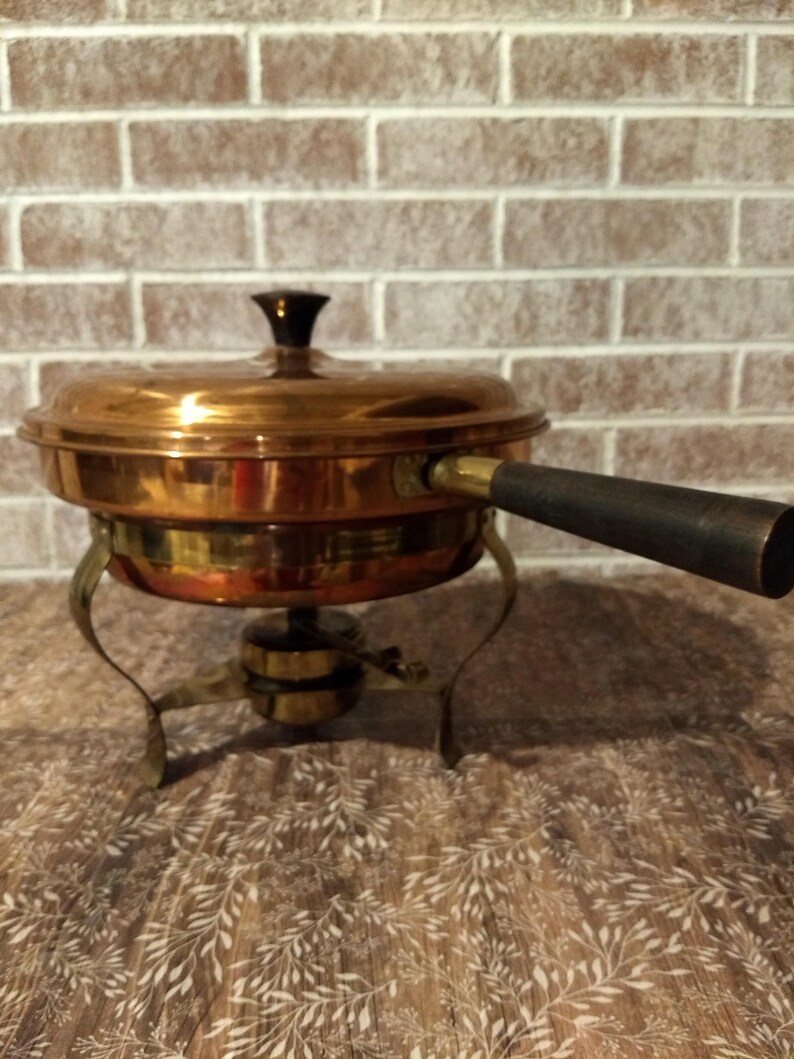 Vintage Copper and Brass Fondue/Chafing Dish Double Boiler Etsy