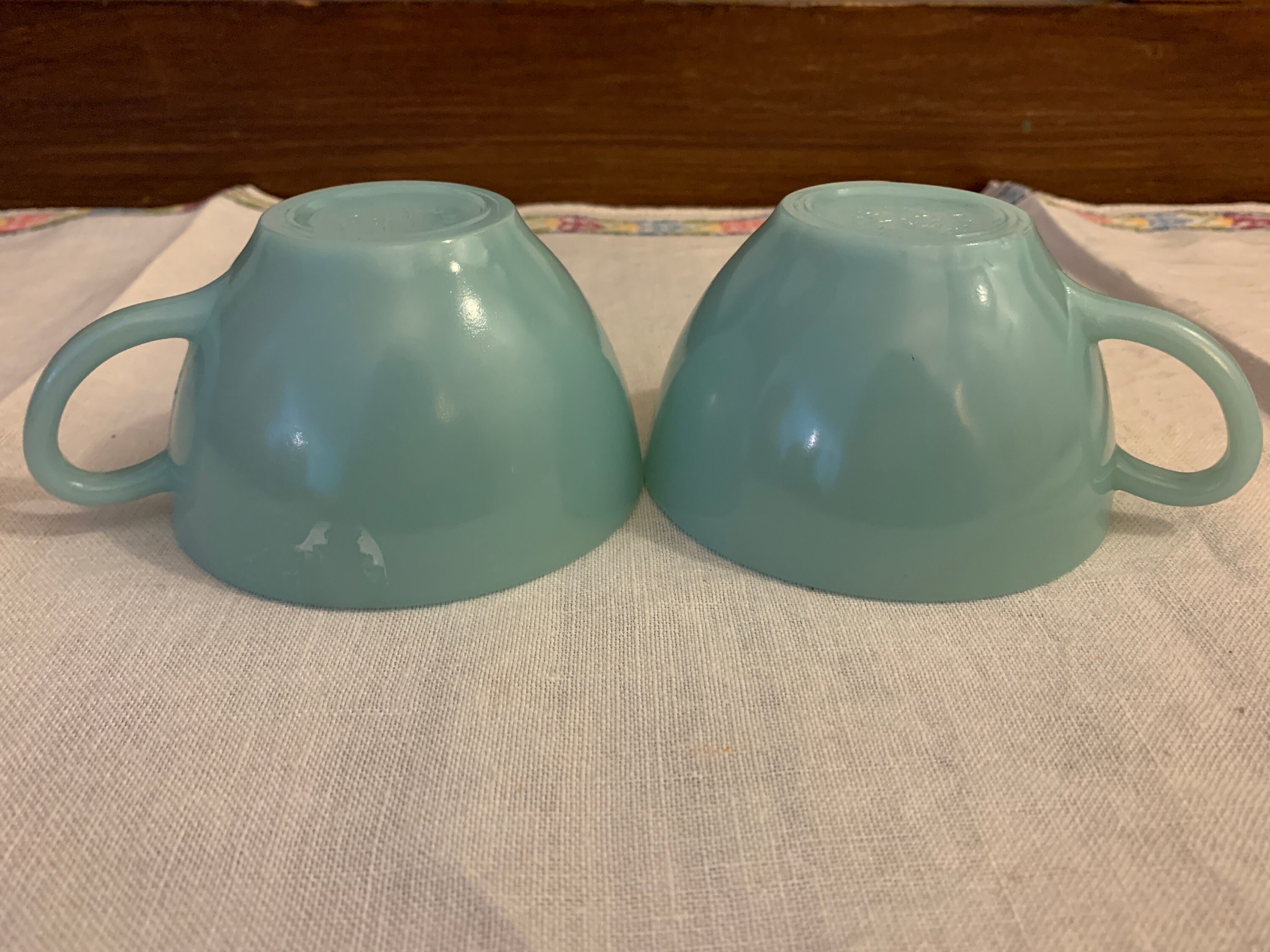 Fire King Blue Milk Glass Ovenware Bowls Teacups Selection Etsy