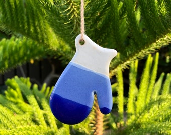 Ceramic Striped Mitten Ornament