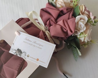 Hijab Gift Bouquet, Velvet Scarf, Floral Decoration